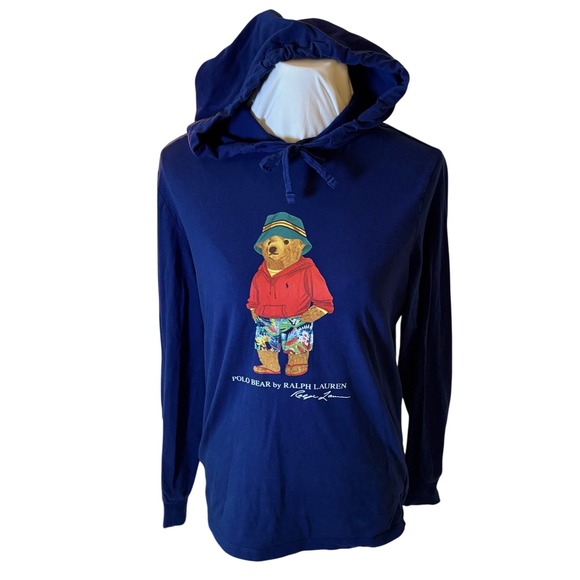 Polo Bear by Ralph Lauren Navy Blue Long Sleeve Hoodie Small - Picture 1 of 7